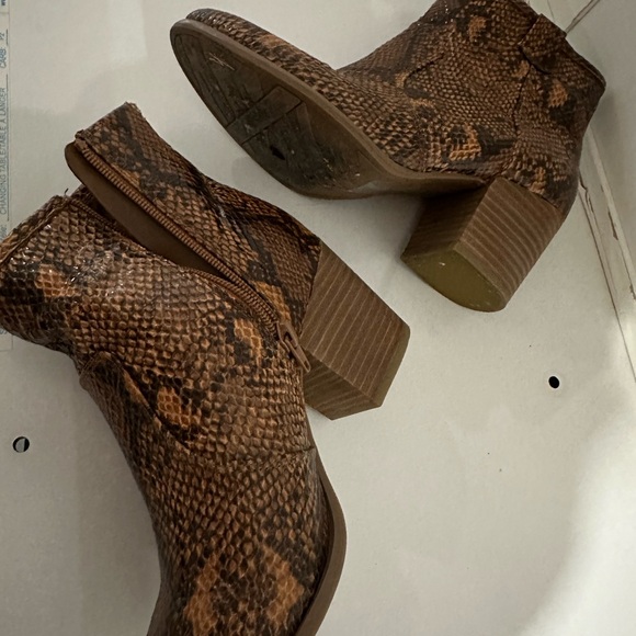 Brown Snake Print Ankle Boots - Picture 2 of 7
